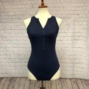 J. Crew- Sporty, One piece navy zipper, bathing suit